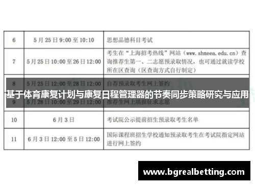 基于体育康复计划与康复日程管理器的节奏同步策略研究与应用